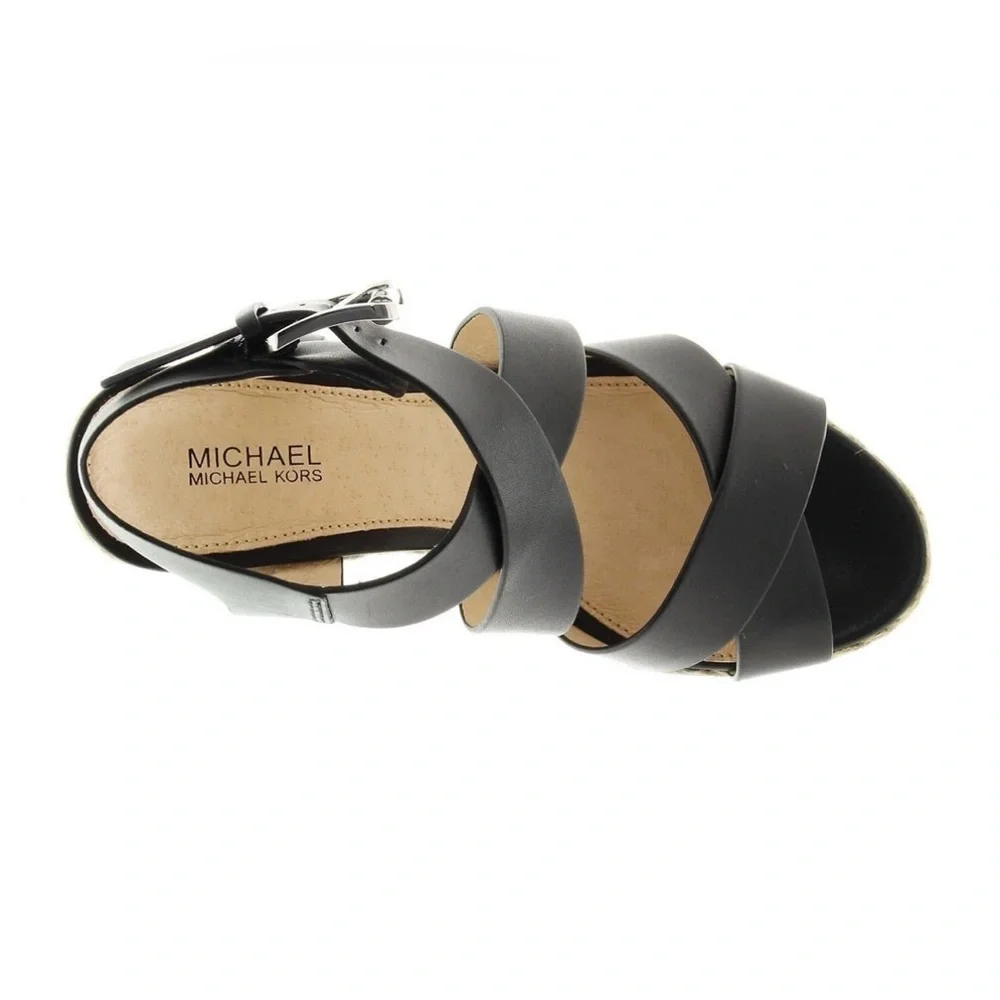 Michael Kors Celia Wedge Sandals - Black/Silver - US 9 - Picture 4 of 7